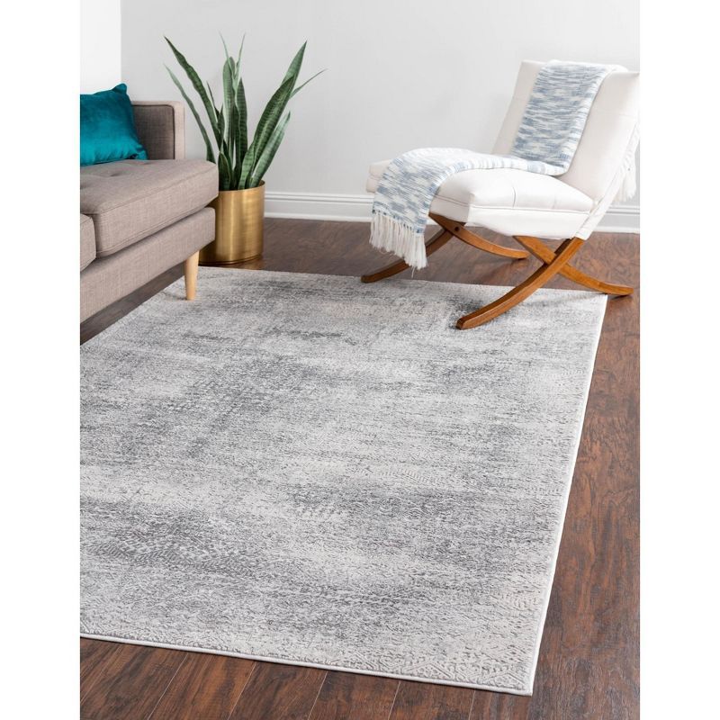 Gray Rectangular Easy Care Synthetic Indoor Area Rug