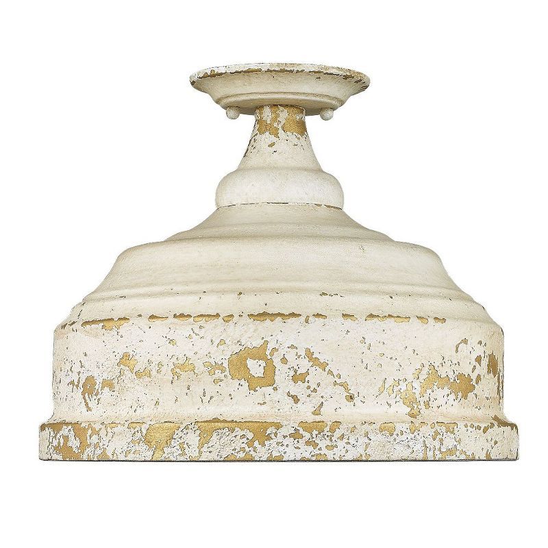 Antique Ivory Farmhouse 3-Light Semi-Flush Mount for Indoor/Outdoor