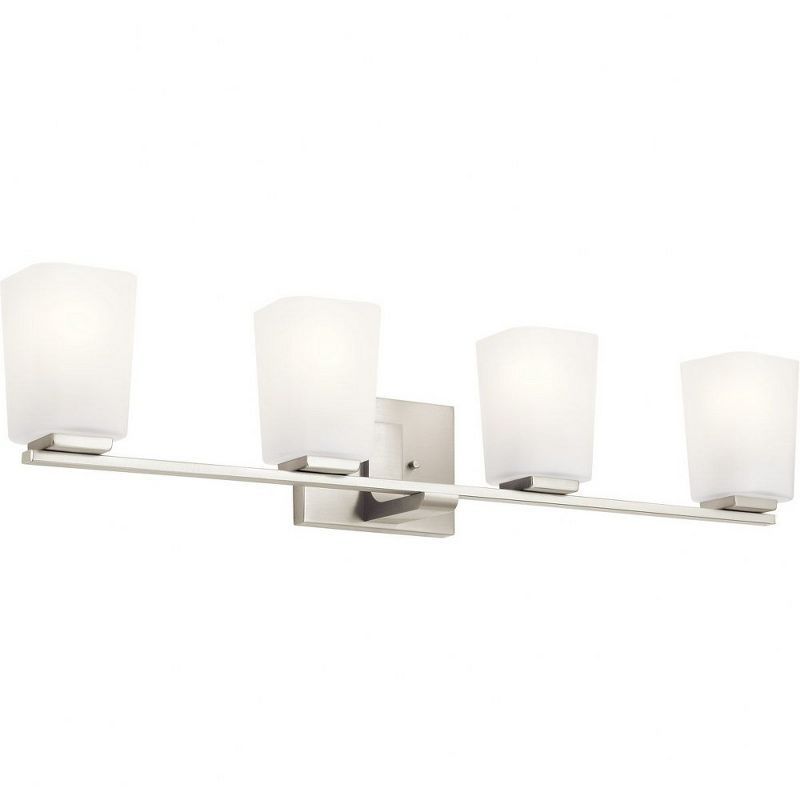 Modern 32" Brushed Nickel 4-Bulb Vanity Light Fixture