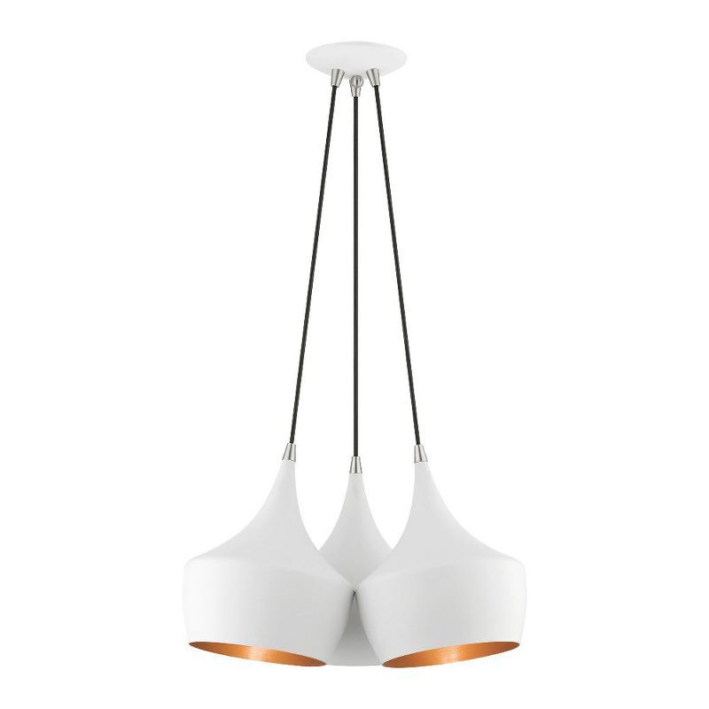 Waldorf White and Gold Steel Teardrop Cluster Pendant Light