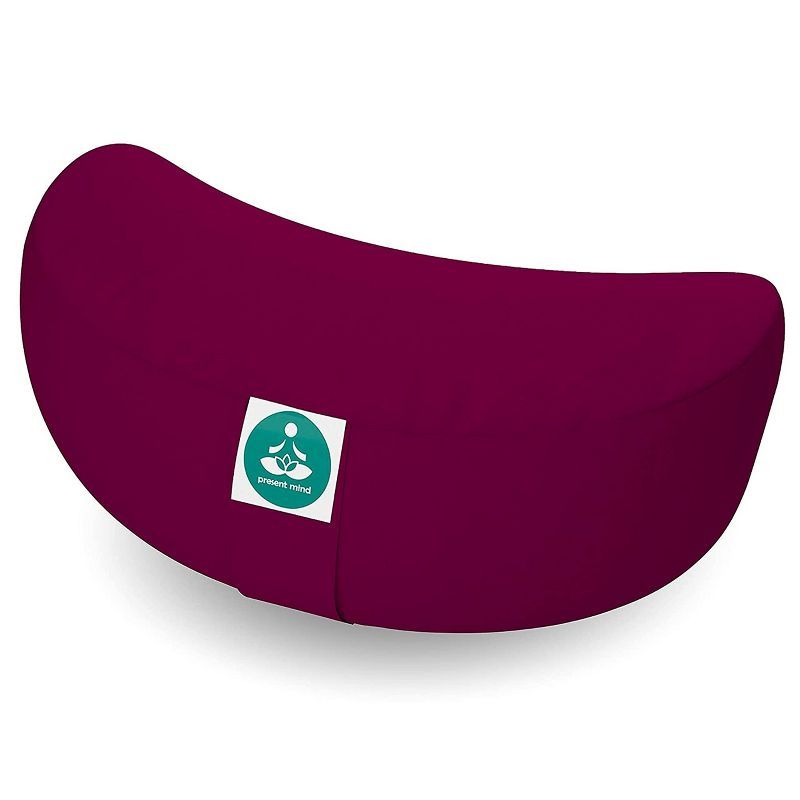 Burgundy Crescent Zafu Meditation Cushion with Cotton Cover