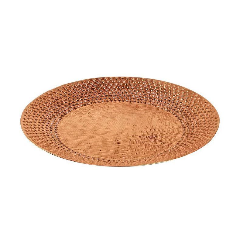 Classic Hammered Copper-Plated Metal Birdbath, 15" Diameter