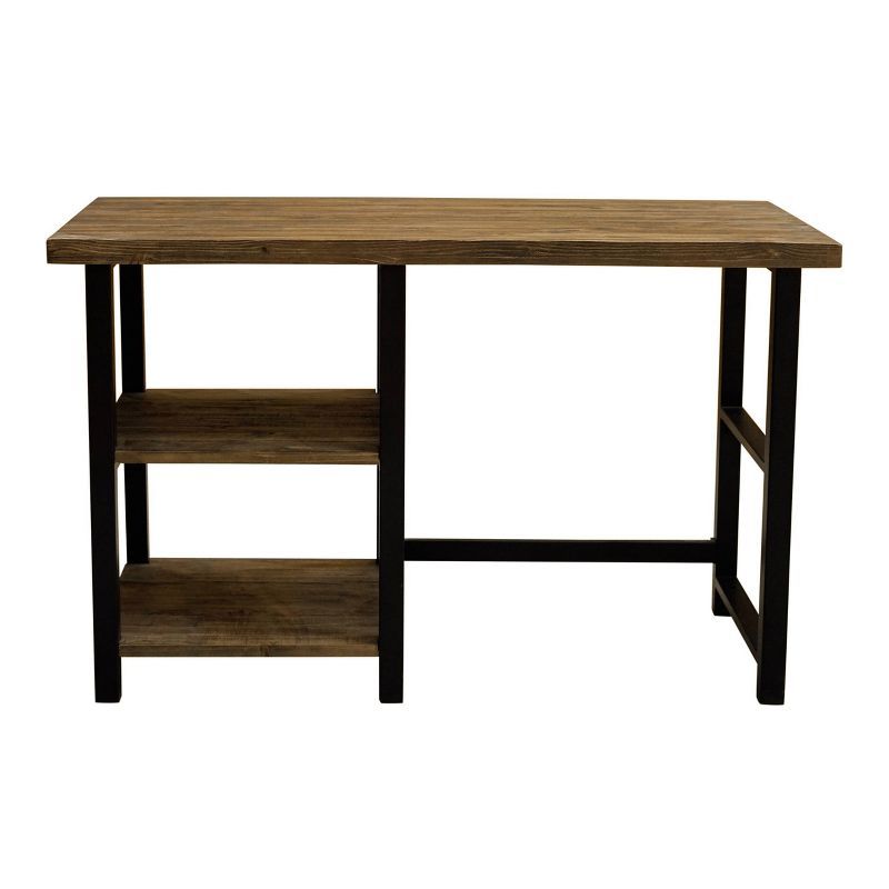 Pomona 48" Medium Brown Birch Wood Desk with Metal Legs