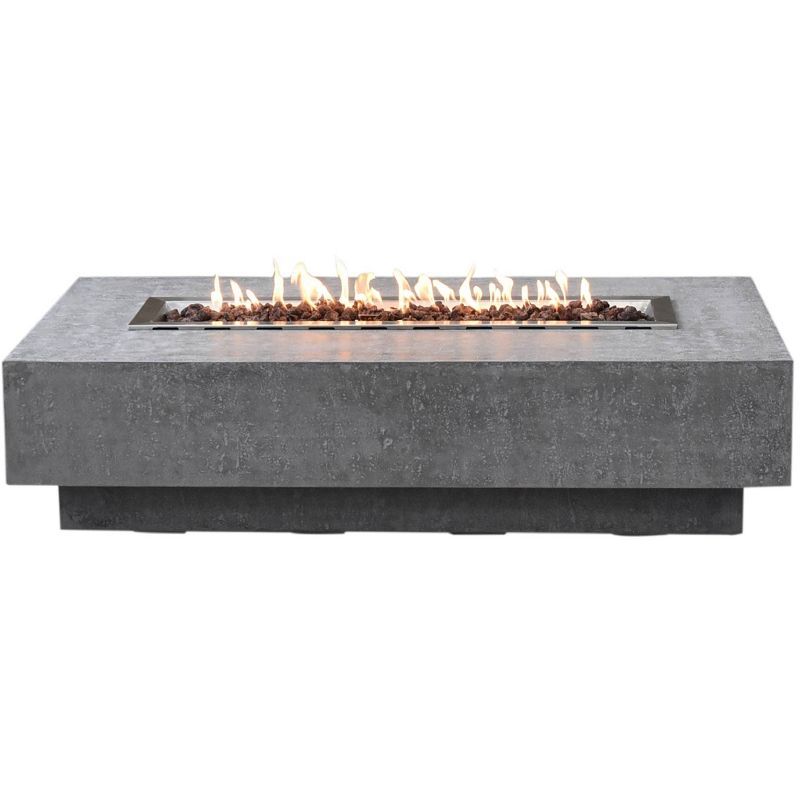 Hampton 56" Gray Concrete Rectangular Propane Fire Pit Table