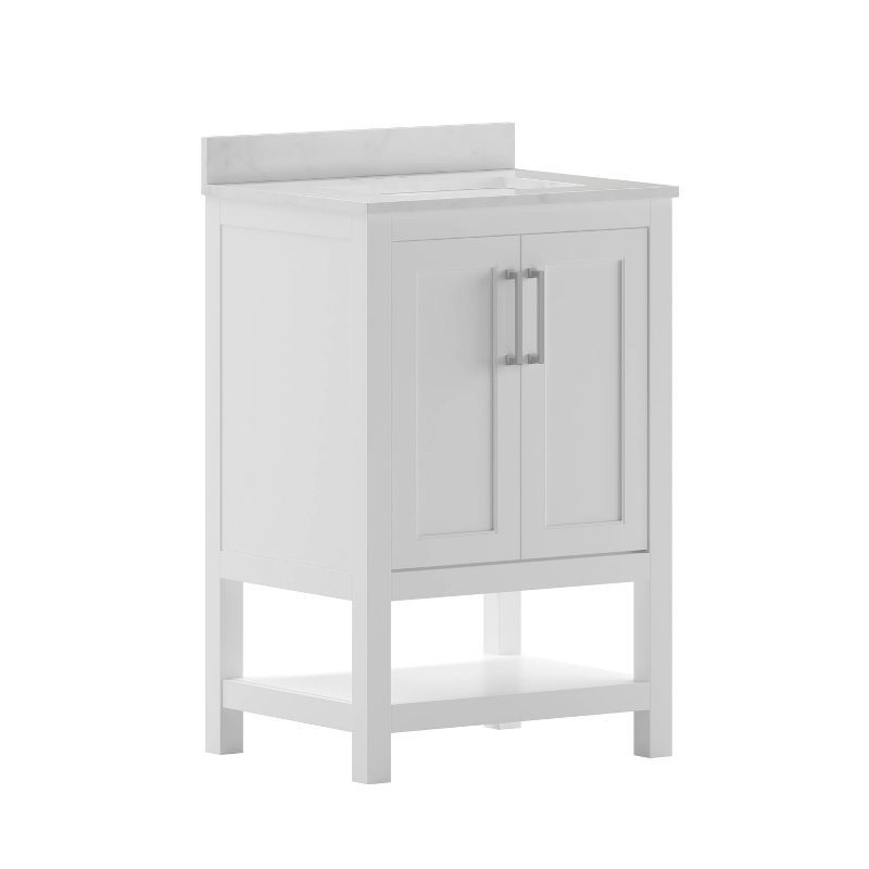 Vivien 24" White Composite Freestanding Bathroom Vanity with Ceramic Sink