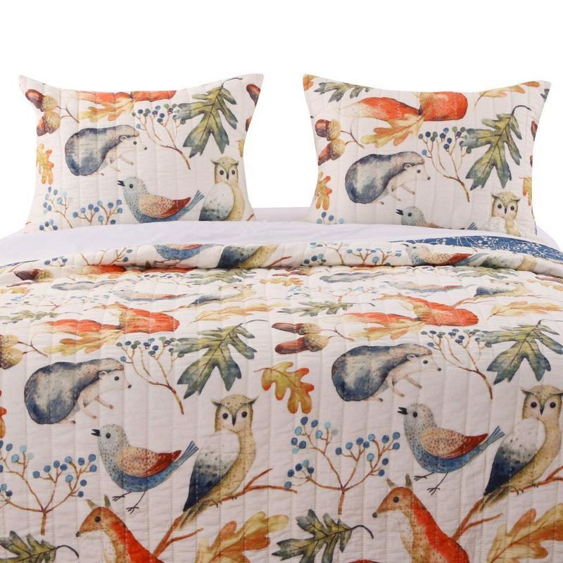 Multicolor Forest Creatures Cotton Polyester Standard Pillow Sham