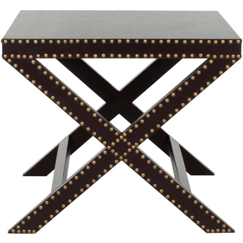 Transitional Jeanine Charcoal Grey Wood and Metal Rectangular End Table