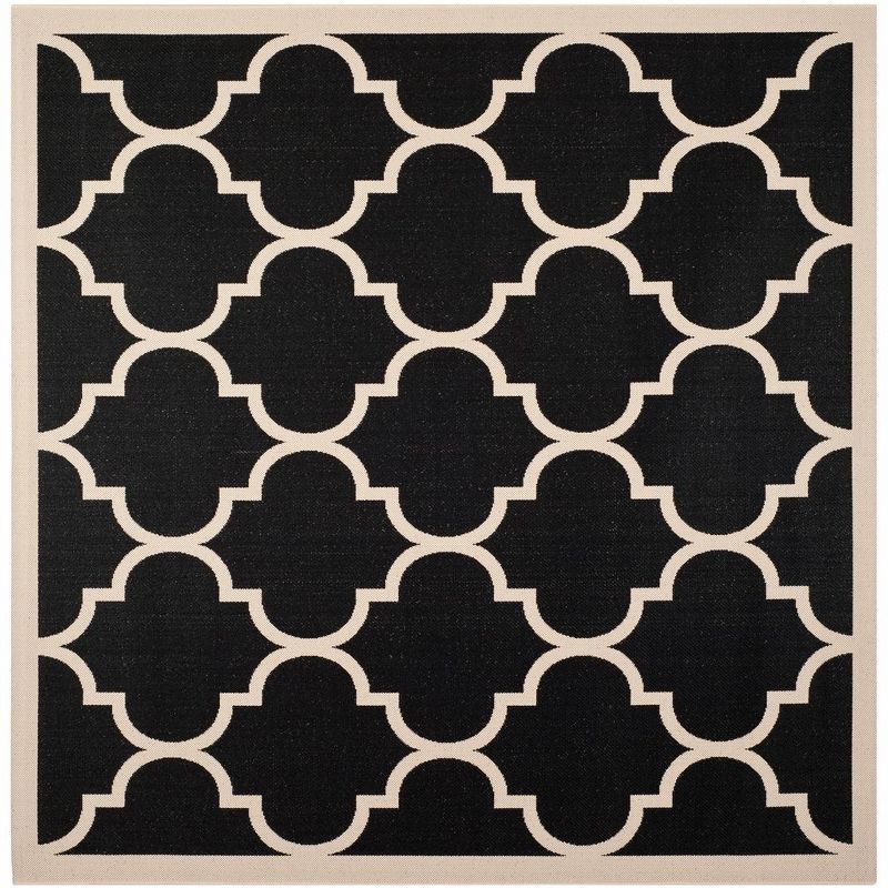 Safavieh Courtyard Black and Beige Square Outdoor Rug