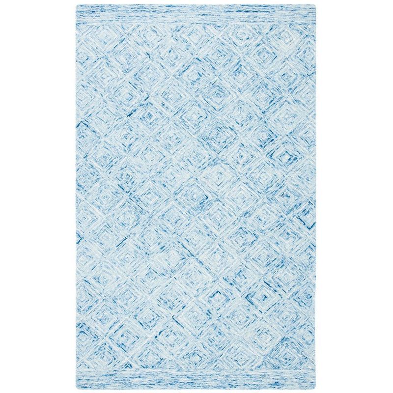 Boho Chic Blue Hand-Tufted Wool Rectangular Rug 4' x 6'