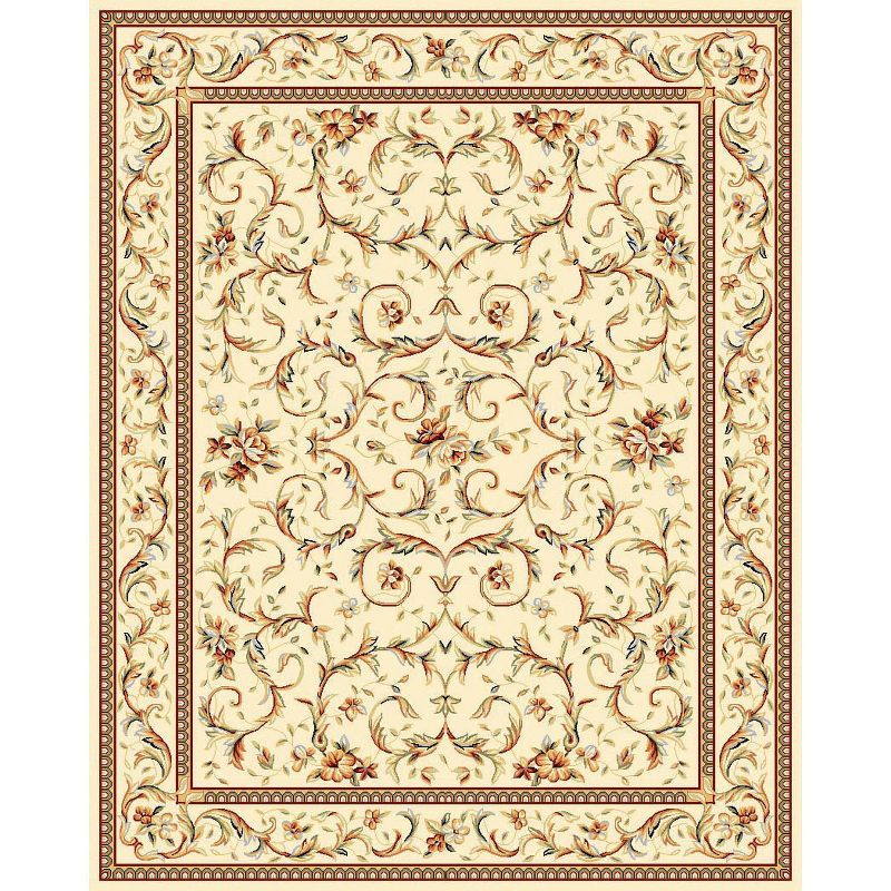 Ivory Floral Tufted Rectangular Area Rug 8' x 11'