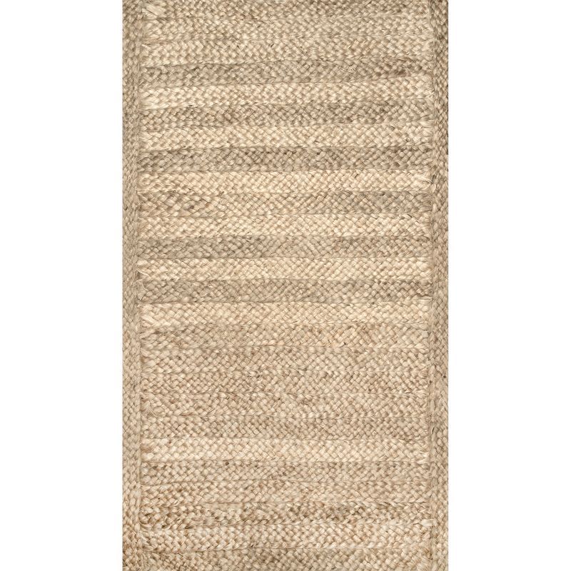 Keilani Natural Stripe Braided Jute 5' x 8' Area Rug