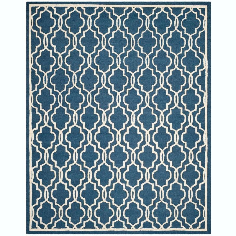 Hand-Tufted Cambridge Navy & Ivory Wool 9' x 12' Area Rug