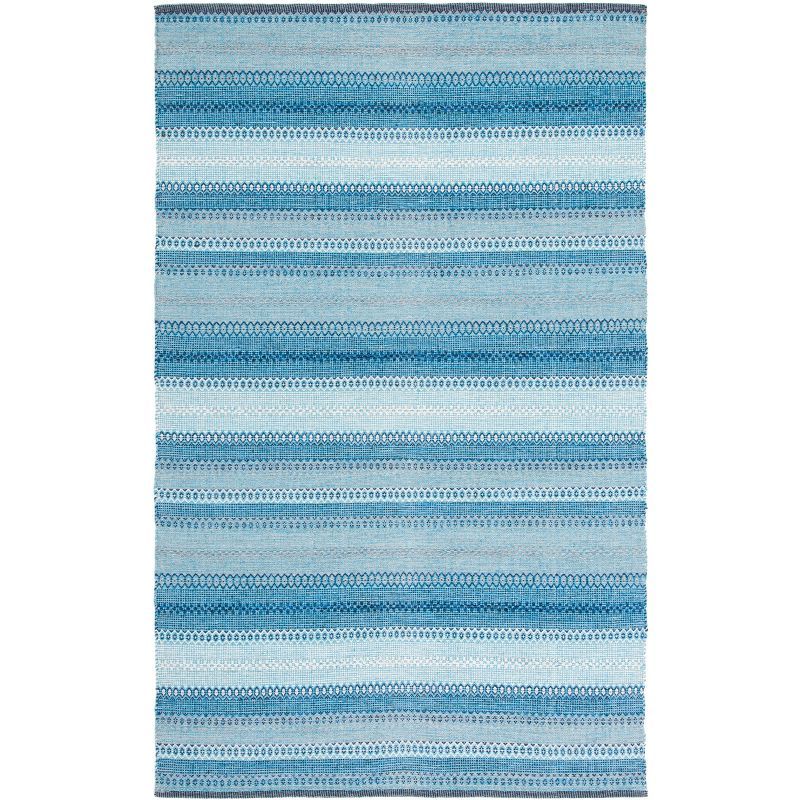 Coastal Charm Blue and Grey Cotton Handwoven Flatweave Rug - 3' x 5'