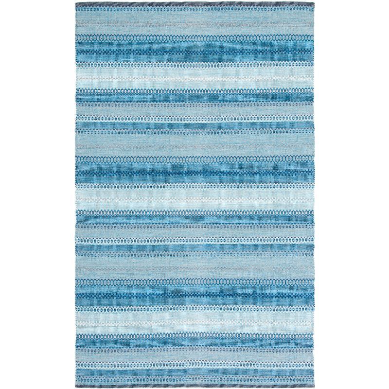 Coastal Charm Blue and Grey Cotton Handwoven Flatweave Rug - 3' x 5'