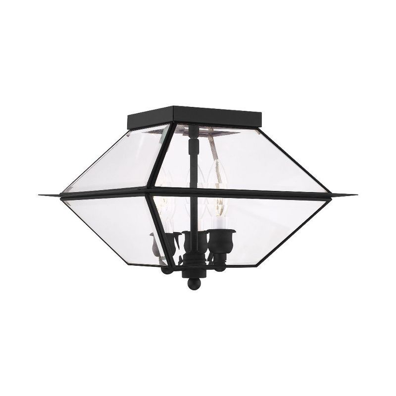 Charleston Romance Black Brass 3-Light LED Flush Mount with Clear Beveled Glass