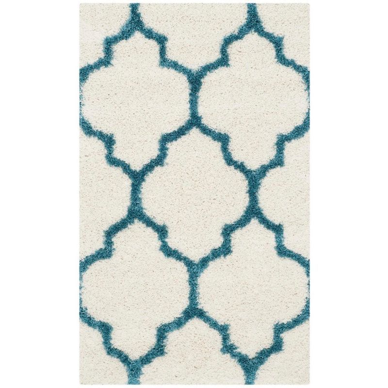 Ivory and Blue Shag Kids Area Rug 4' x 6'