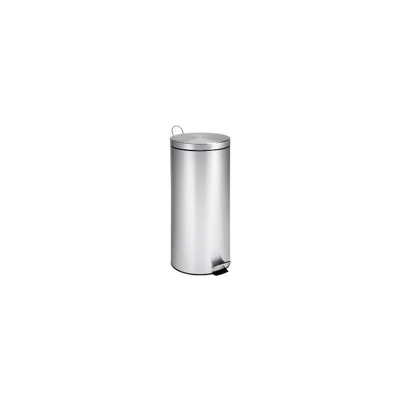 Honey-Can-Do 30L Silver Stainless Steel Step Trash Can with Lid