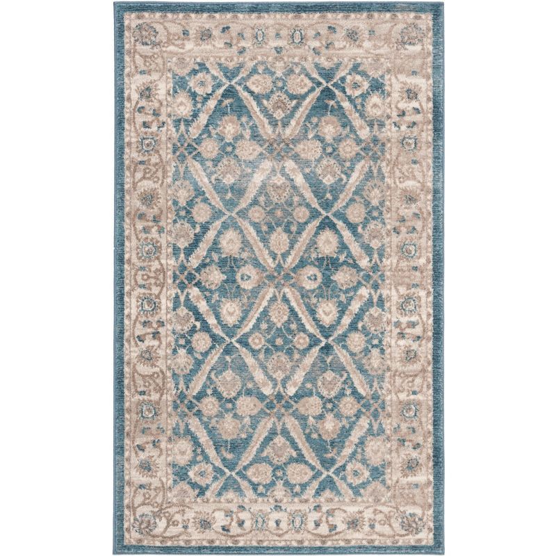 Sofia Elegance Blue & Beige 3' x 5' Hand-Knotted Synthetic Area Rug