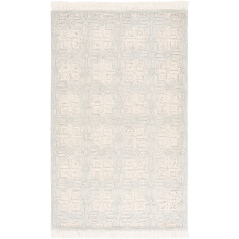 Silk Road Inspired Light Blue Hand-Tufted Wool Area Rug