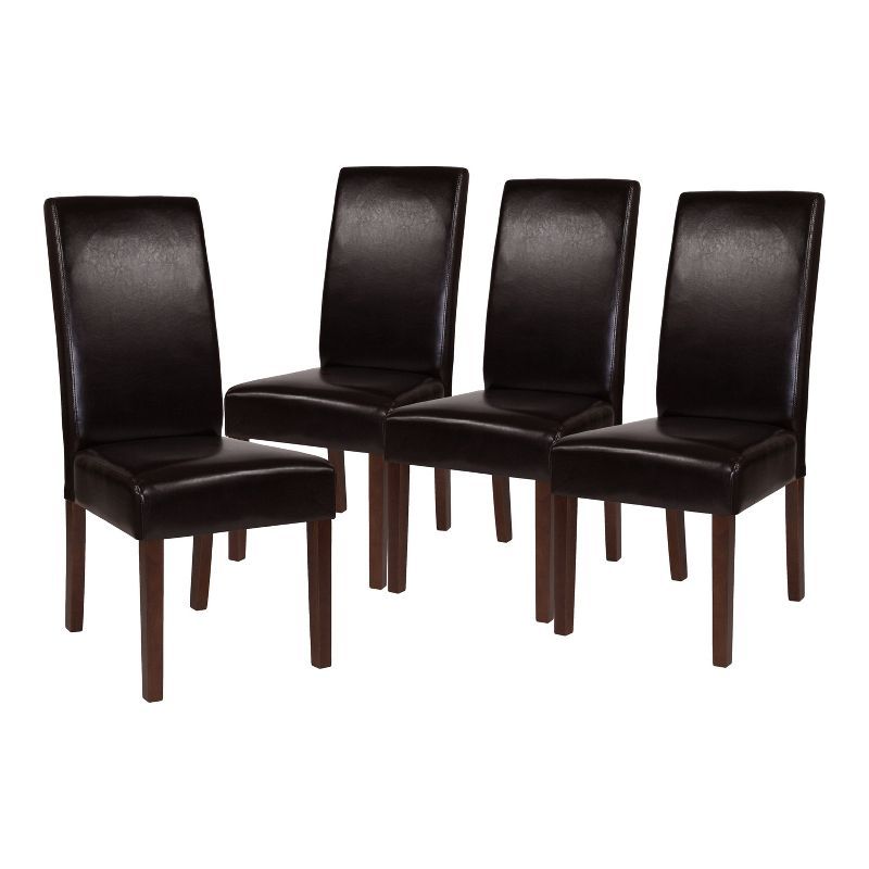 Mahogany LeatherSoft Upholstered Parsons Dining Side Chair, Set of 4