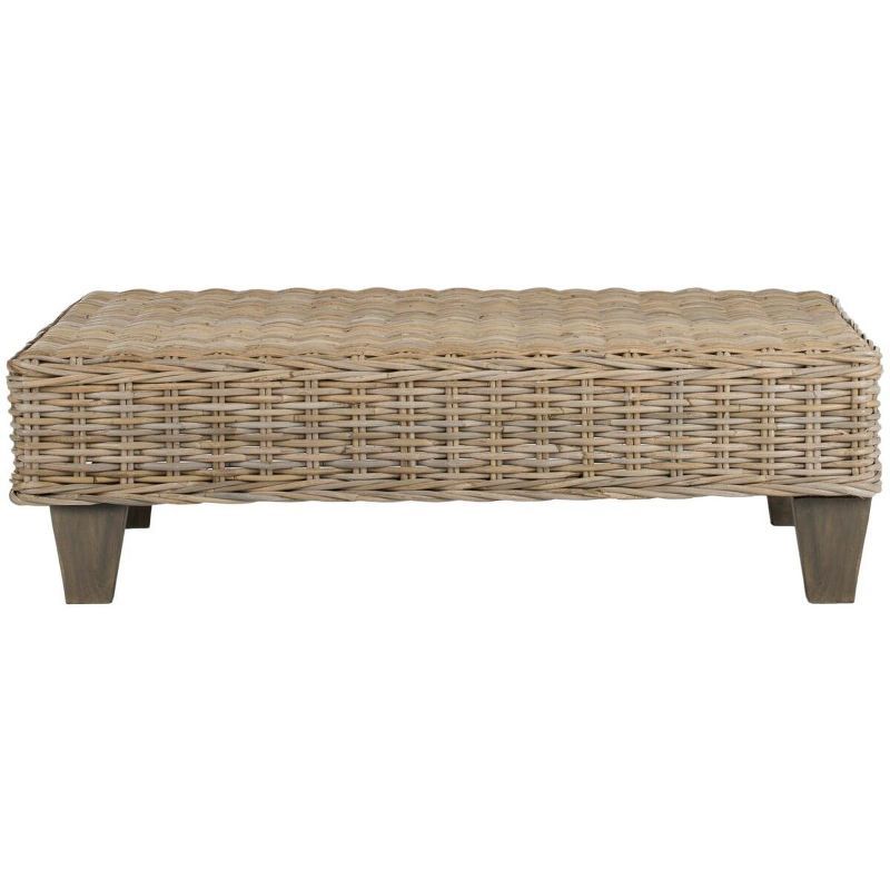 Leary 40'' Transitional Natural Wicker and Mango Wood Bench