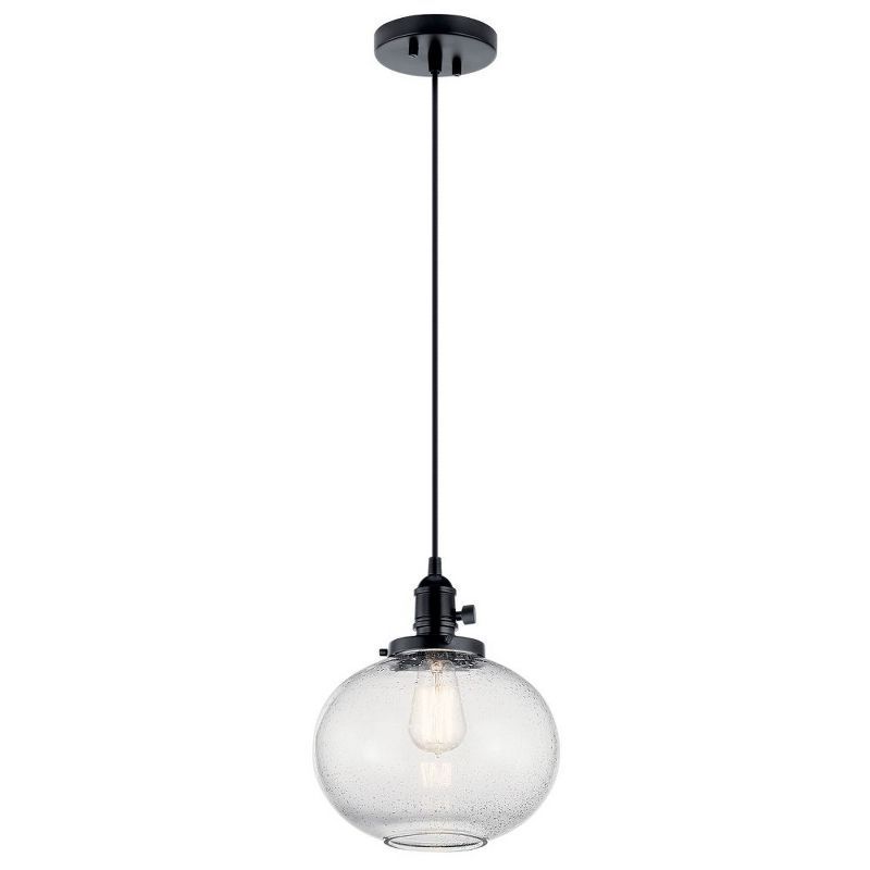 Avery Black and Clear Seeded Glass Mini Pendant Light