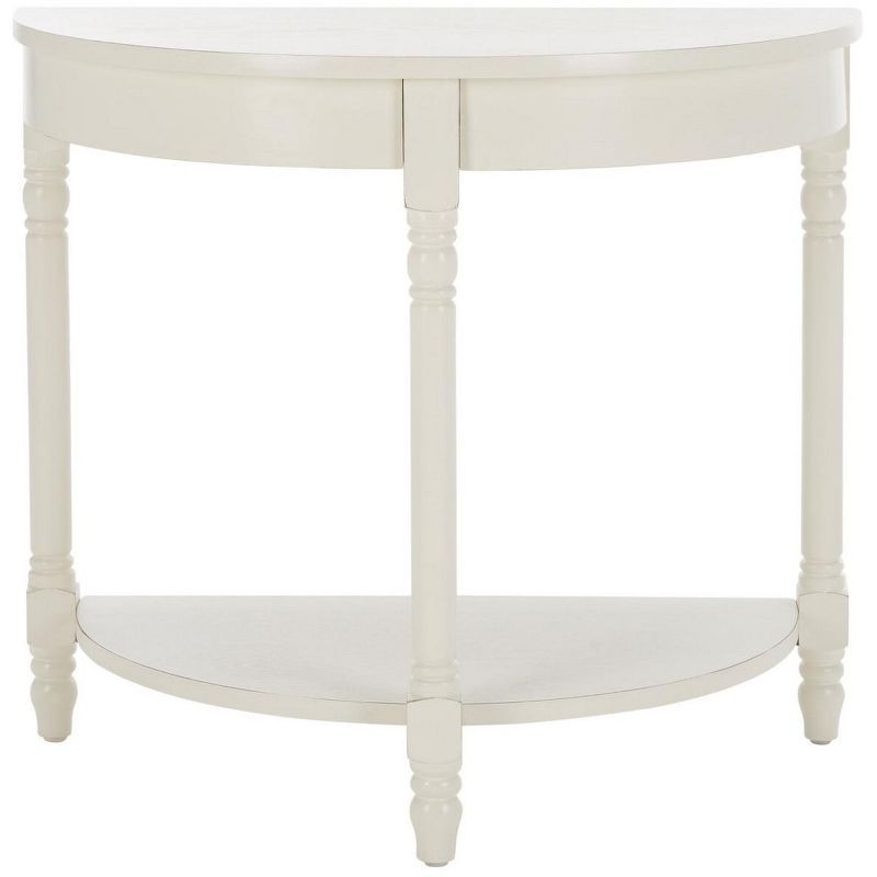 Transitional Beige Demilune Console Table with Turned Legs