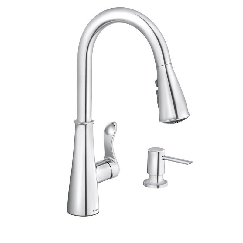 Haley Chrome Pull-Down Kitchen Faucet with Soap Dispenser