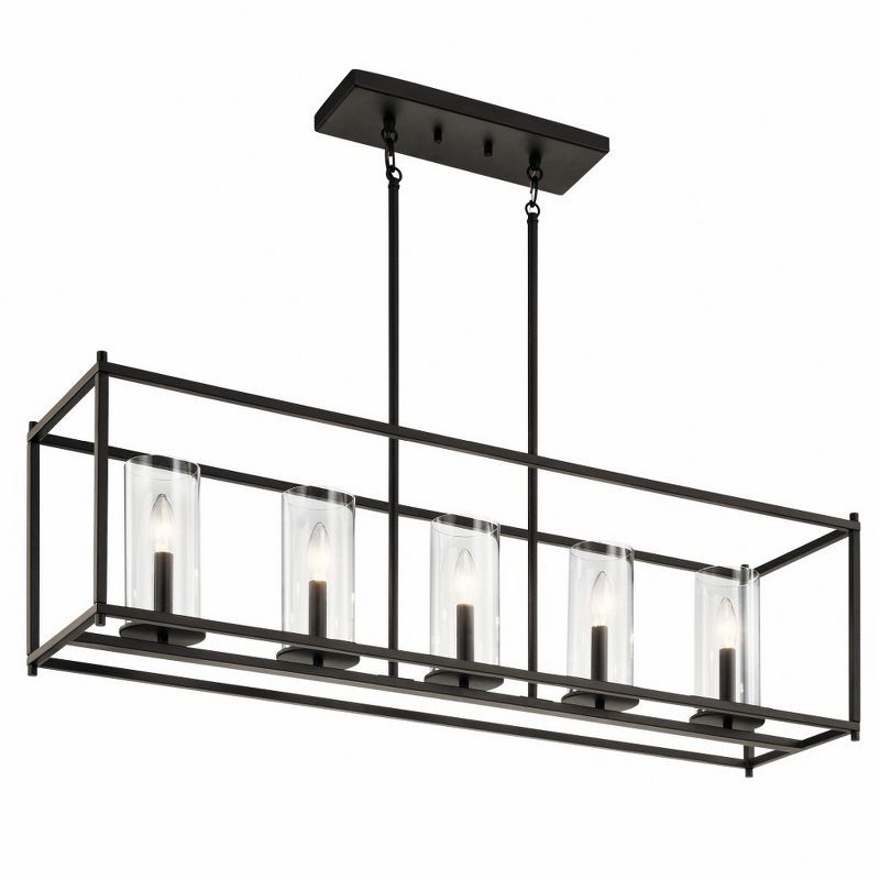 Crosby Olde Bronze 5-Light Linear Chandelier with Clear Glass