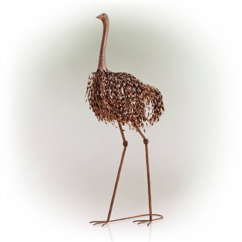 45" Tall Brown Metal Peaking Ostrich Lawn Decoration