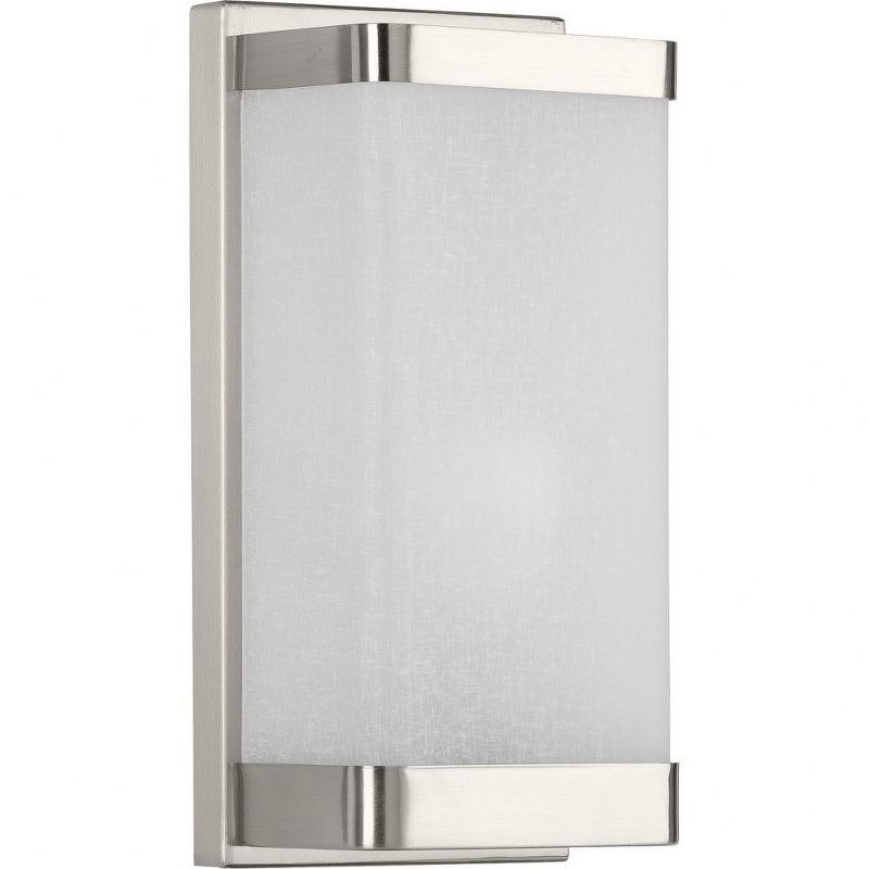 Elegant Brushed Nickel Linen Glass 6"x12" Wall Sconce