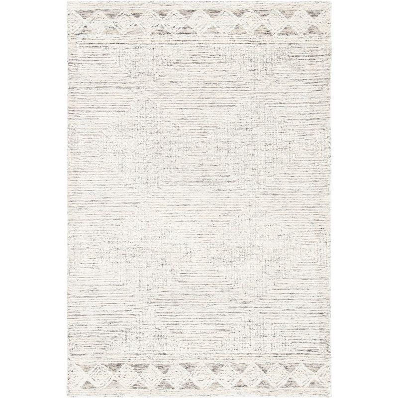 Ivory and Grey Hand-Tufted Wool Area Rug, 8' x 10'