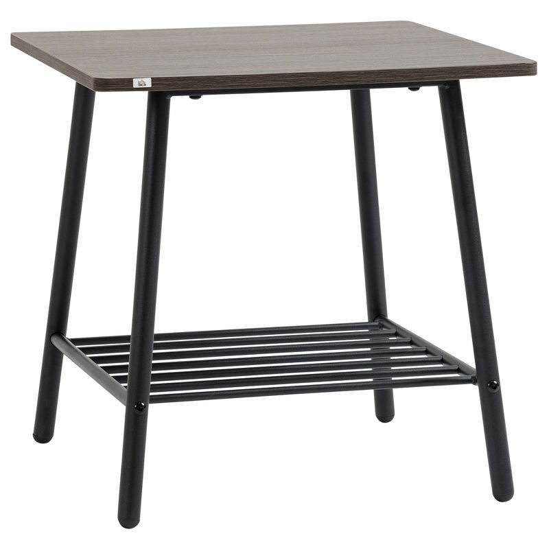 Industrial Charm 59cm Wood and Metal 2-Tier Storage Side Table