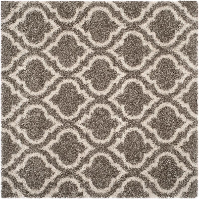 Grey/Ivory 3' Square Moroccan Shag Area Rug