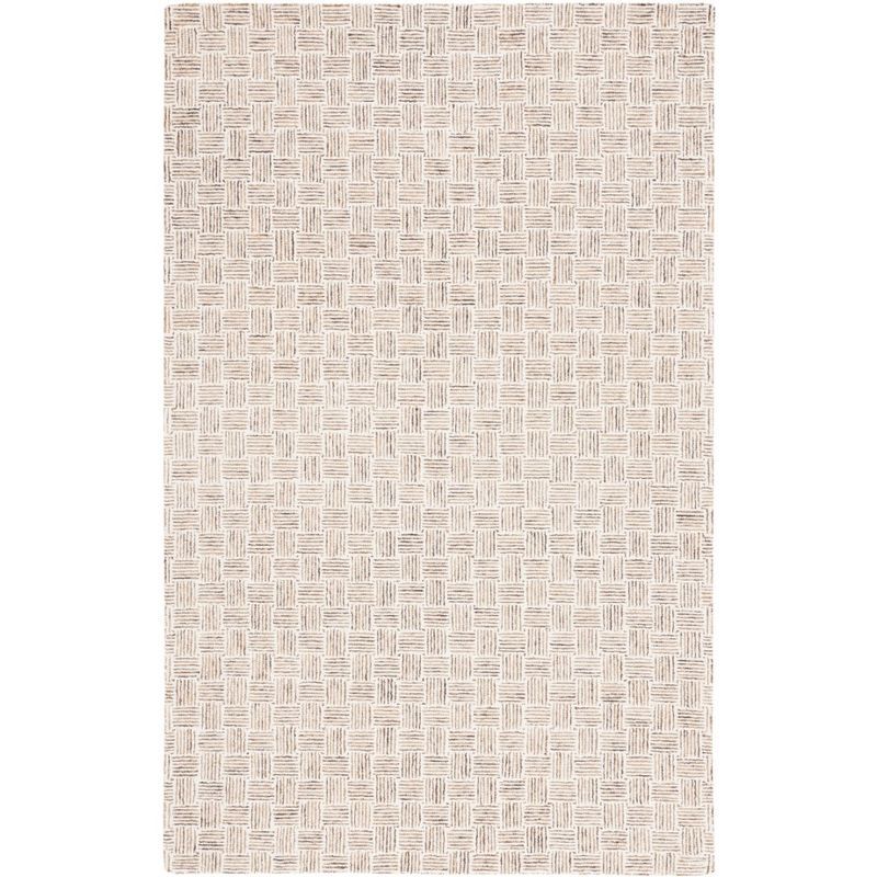 Handmade Taupe and Ivory Wool Tufted Area Rug, 4' x 6'