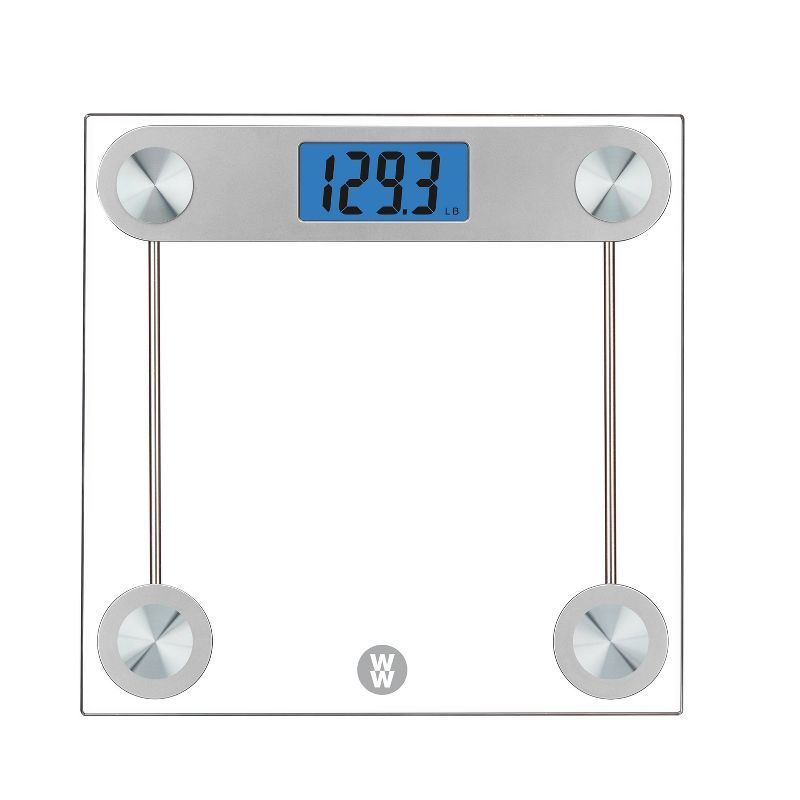 Digital Clear Glass Bathroom Scale with Blue Backlight Display