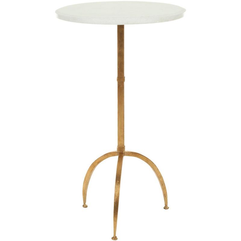 Elegant Myrna Gold and White Granite Round Accent Table