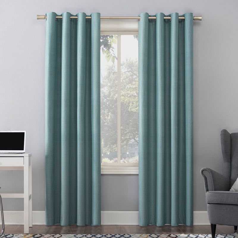 Mineral Blue Blackout Thermal Insulated Grommet Curtain Panel