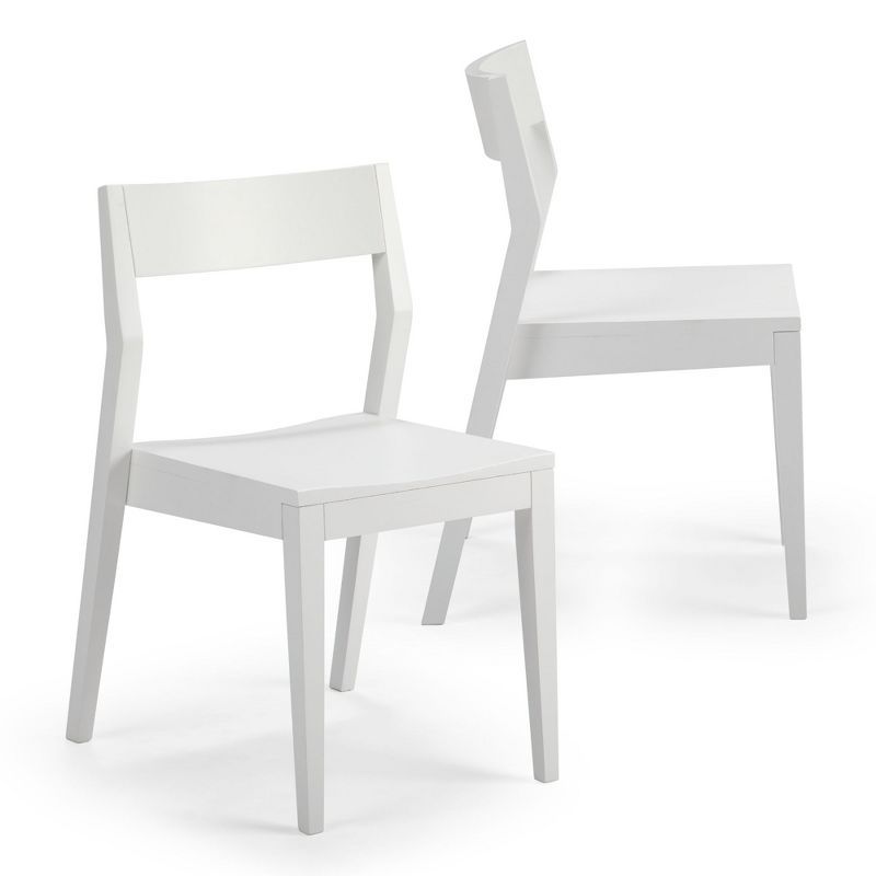 White Solid Wood Modern Side Chair Set of 2