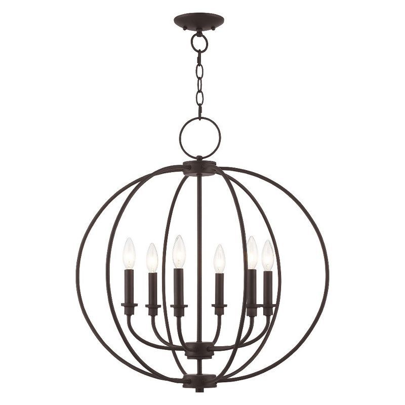 Bronze 26" 6-Light Round Chandelier with Faux Candles
