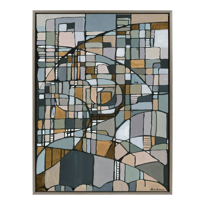 28"x38" Sylvie Deco Nadeau Framed Canvas by Leah Nadeau - Kate & Laurel: Modern Abstract Wall Art