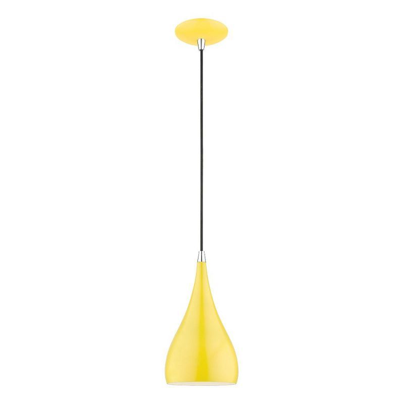 Amador Shiny Yellow Mini Pendant with Polished Chrome Accents