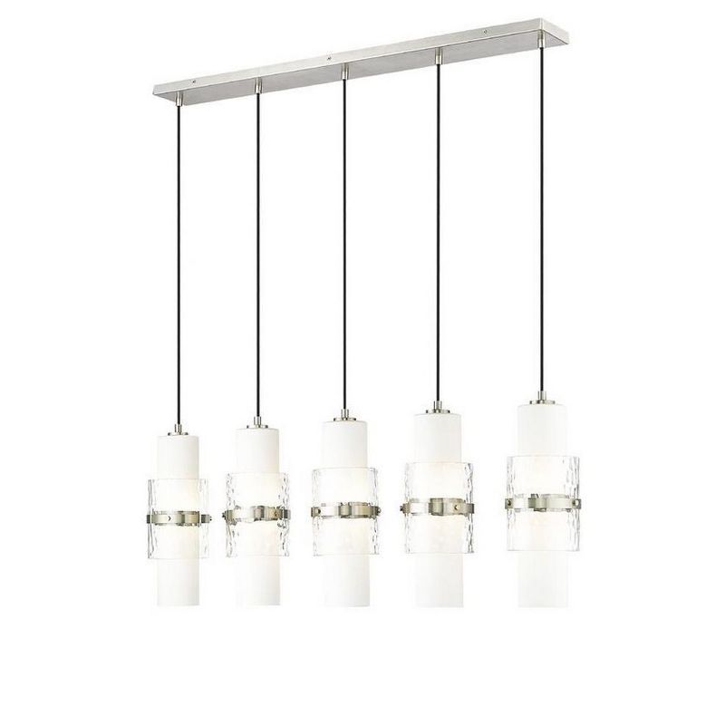 Cayden Matte Black 5-Light Linear Chandelier with Glass Shades