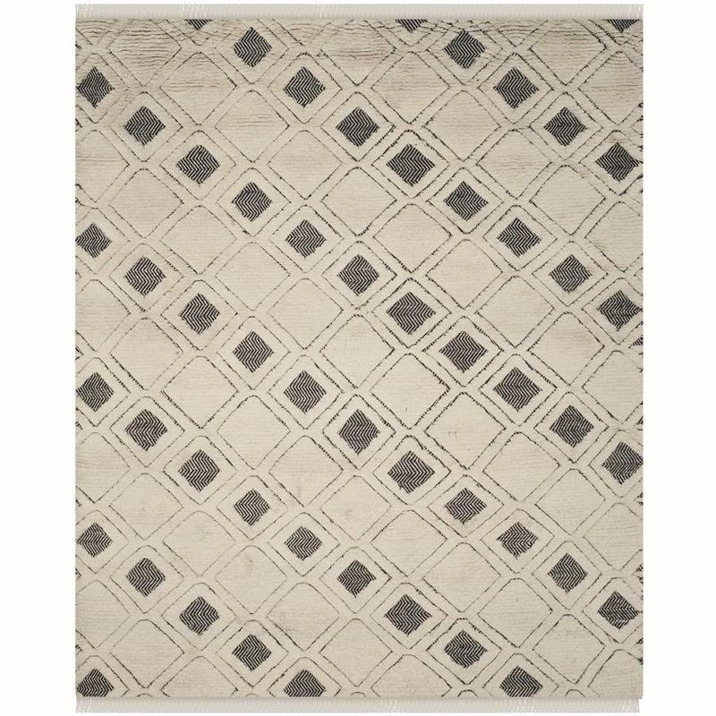 Ivory Hand-Knotted Wool Shag Rug, 9' x 12'