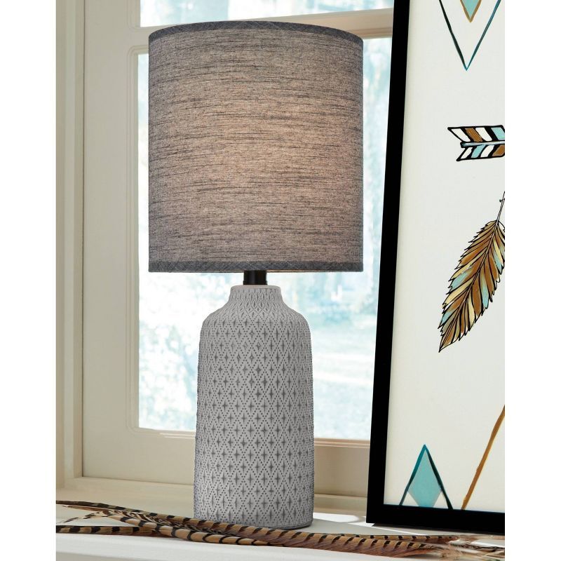 Donnford 20" Gray Ceramic Table Lamp with Diamond Pattern