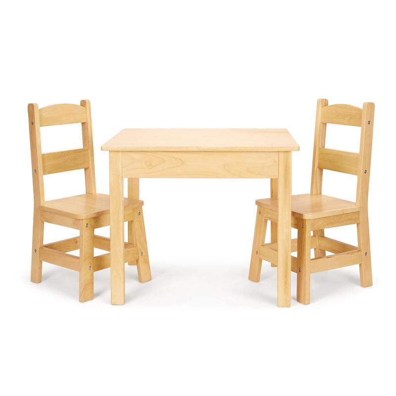 Natural Wood 3-Piece Kids Table and Chair Set