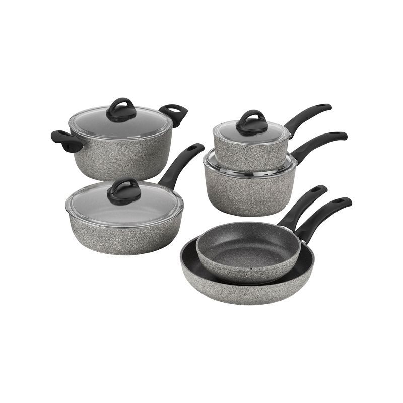 Gray 10-Piece Aluminum Nonstick Cookware Set with Ceramic Finish