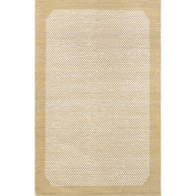 Beige Rectangular 8' x 10' Wool and Cotton Area Rug