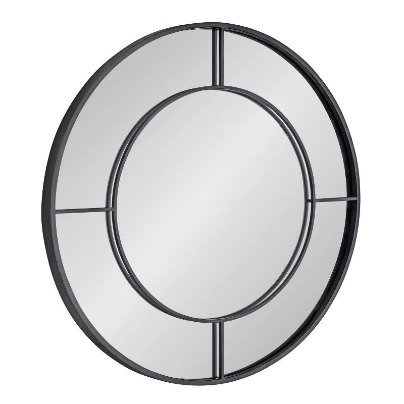 Kaveena 30" Round Black Metal Framed Wall Mirror