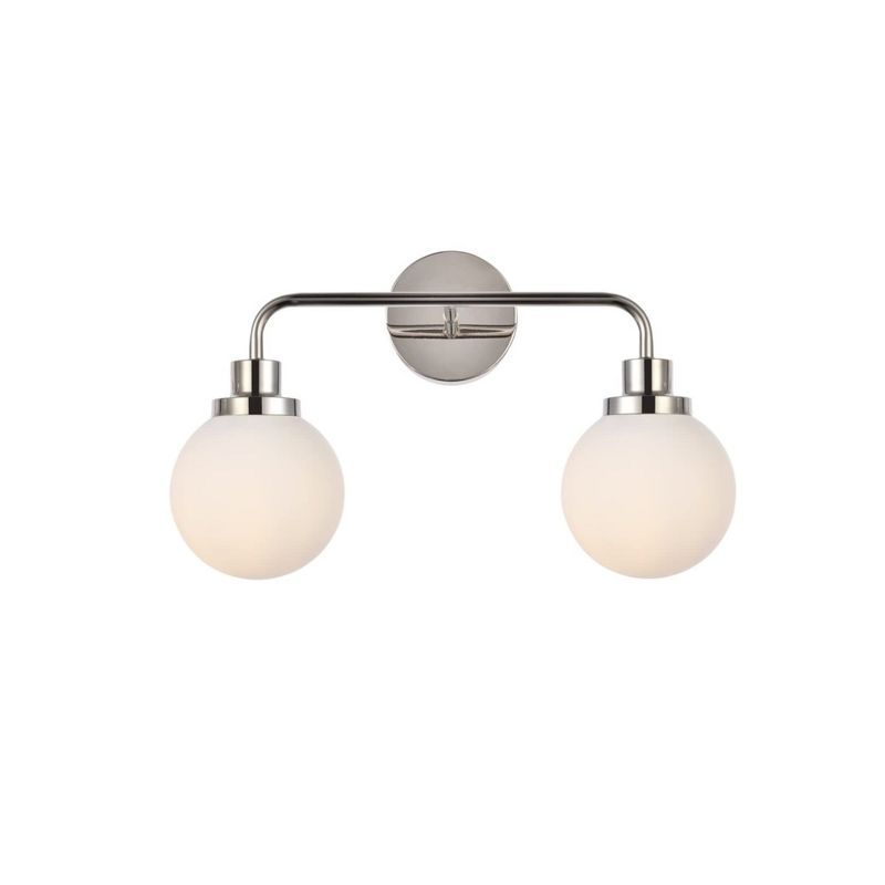 Hanson Polished Nickel and Frosted Glass 2-Light Bath Sconce
